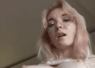 Hot blonde Gif shaved pink pussy
